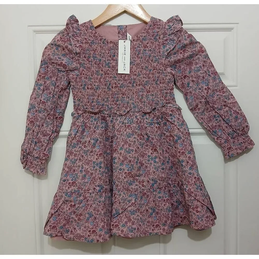 Janie and jack girls size 5ditsy floral peasant dress mauve purple floral
